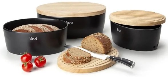 Cutie de pâine 13,5x30 cm neagră/bej Continenta C3730