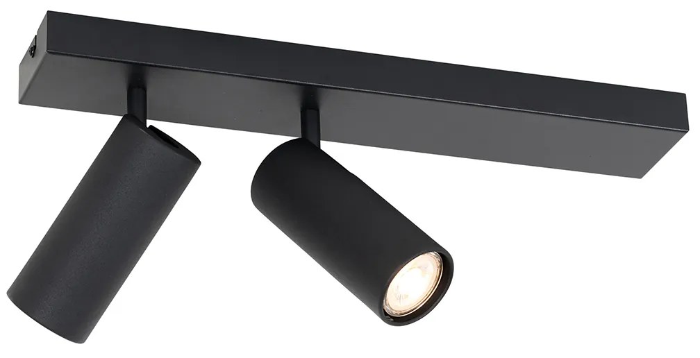 Spot de tavan inteligent negru cu 2 lumini reglabile, inclusiv 2 Wifi GU10 50mm - Renna