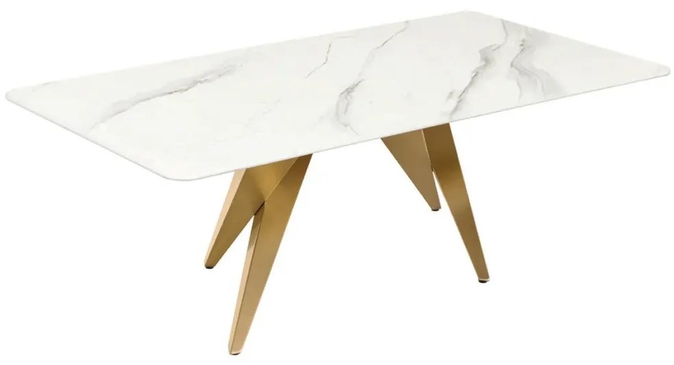 Masuta design modern, Metal, Auriu, Ceramica, Alb, ART LIVING 130cm, A-46204 VC