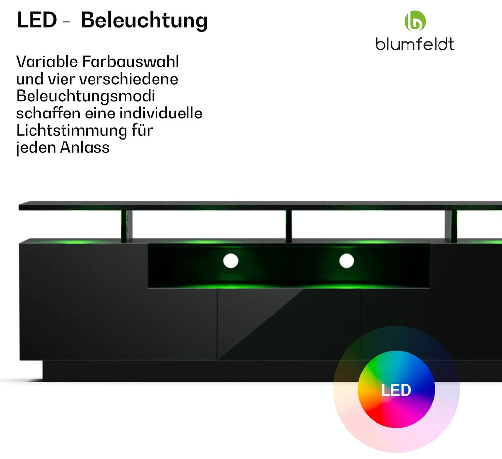 Perth Lowboard, dulap TV, 150 x 35 x 50 cm, LED