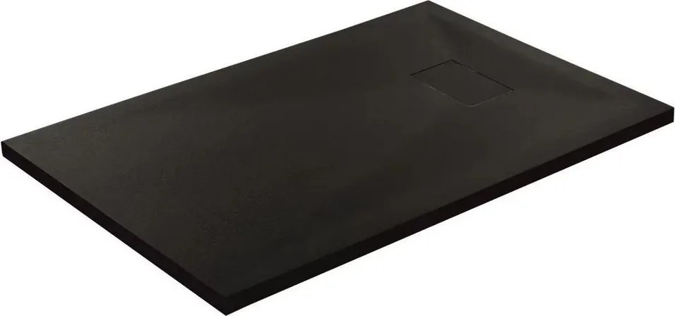 Cadita compozit pentru dus Inter Ceramic dreptunghiulara 140x80 cm finisaj piatra-negru mat