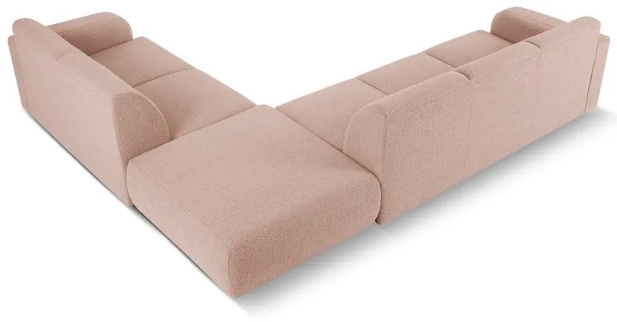 Colțar roz cu tapițerie din stofă bouclé (colț dreapta) Molino – Micadoni Home