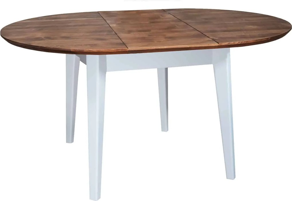 Masă lemn masiv alb Dining Rotundă Extensibilă Timeless 110/150x76 cm