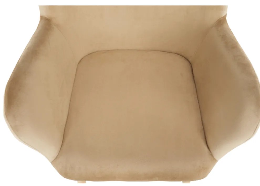 Fotoliu cu taburet, material de catifea bej/fag, LAGER NEW