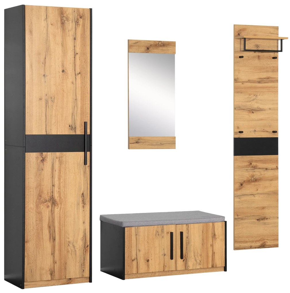 Set de Intrare 4 Piese cu Bancă, Culoare naturală | Aosom Romania