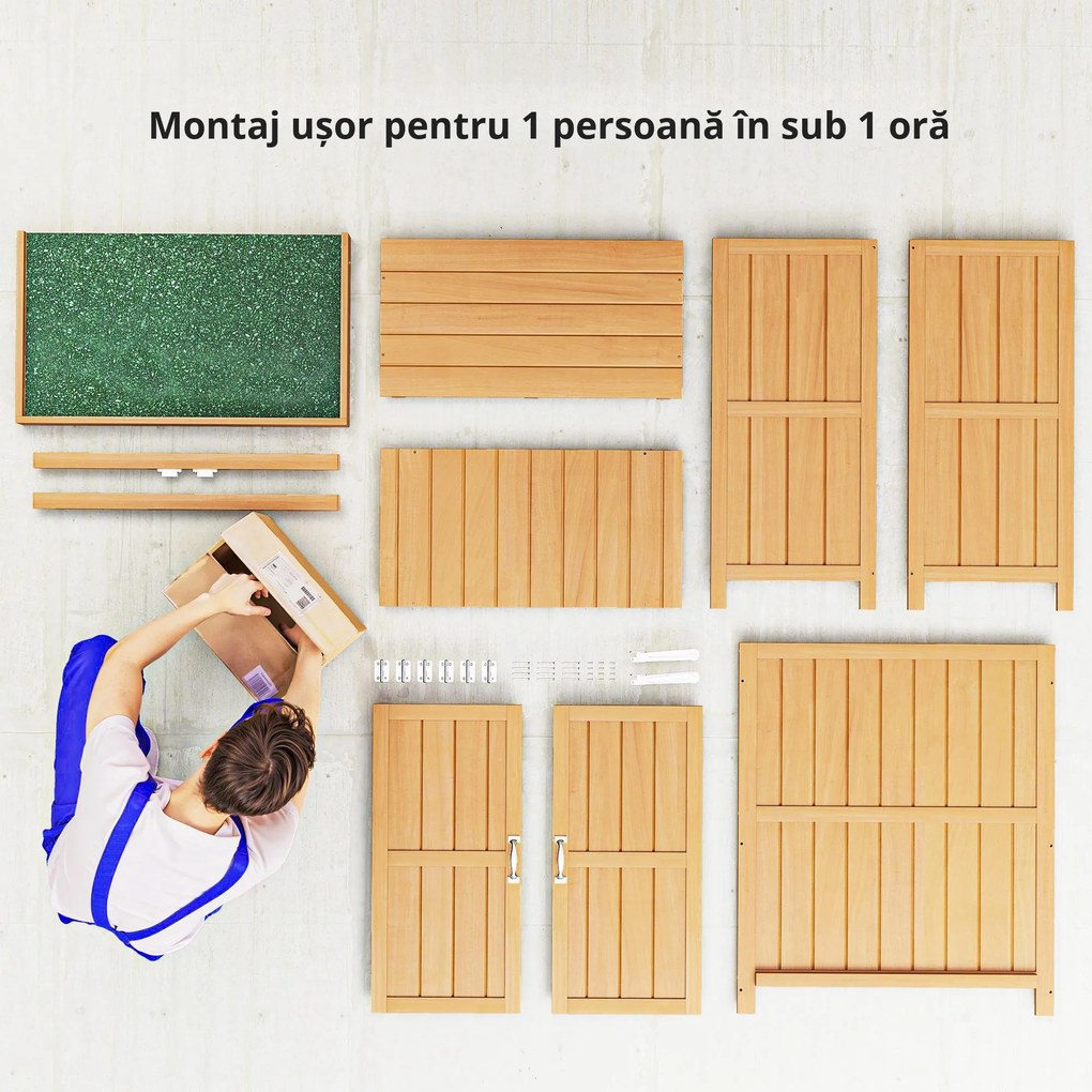 Outsunny Dulap de Grădină pentru Depozitare Unelte, Magazie Exterior cu 2 Rafturi, 74x43x88 cm, Gri | Aosom Romania