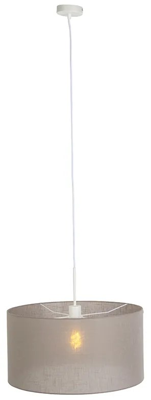 Lampă suspendată rustică albă cu abajur taupe 50 cm - Combi 1