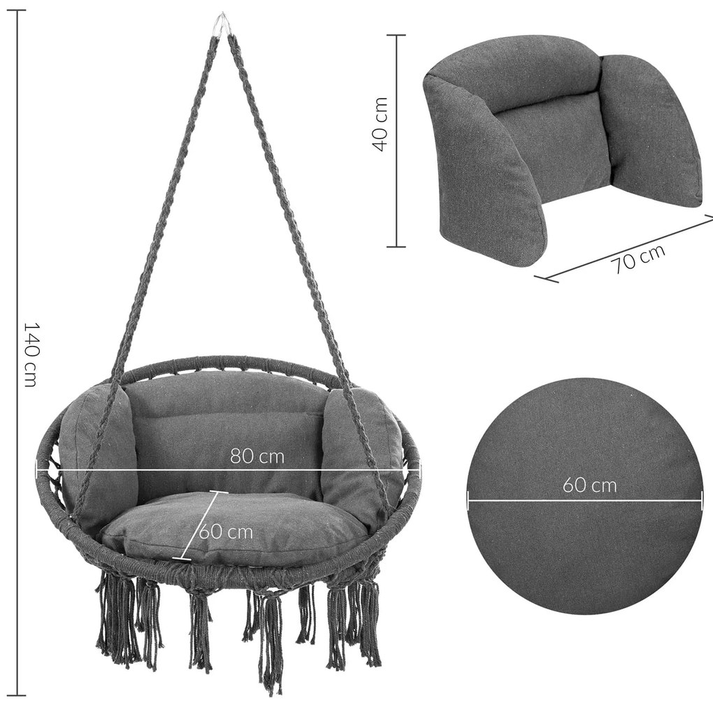 Deuba Scaun suspendat 80x60x140cm - antracit