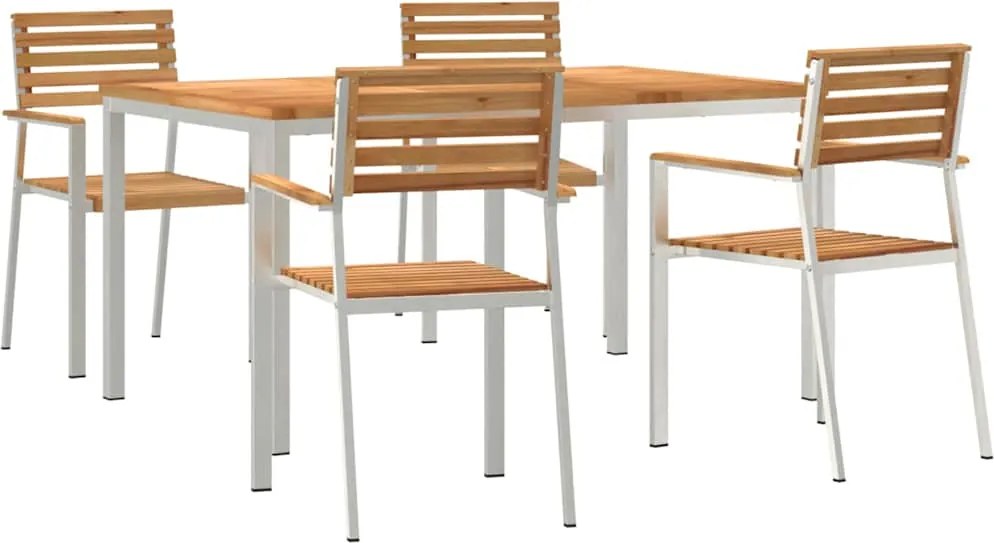 vidaXL Set de masă pentru grădină 5 pcs Maro Lemn solid de tec