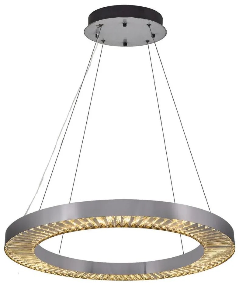 Candelabru LED suspendat pe cablu JESI, 85W, 230V, 3000K, diametru 80 cm, argintiu