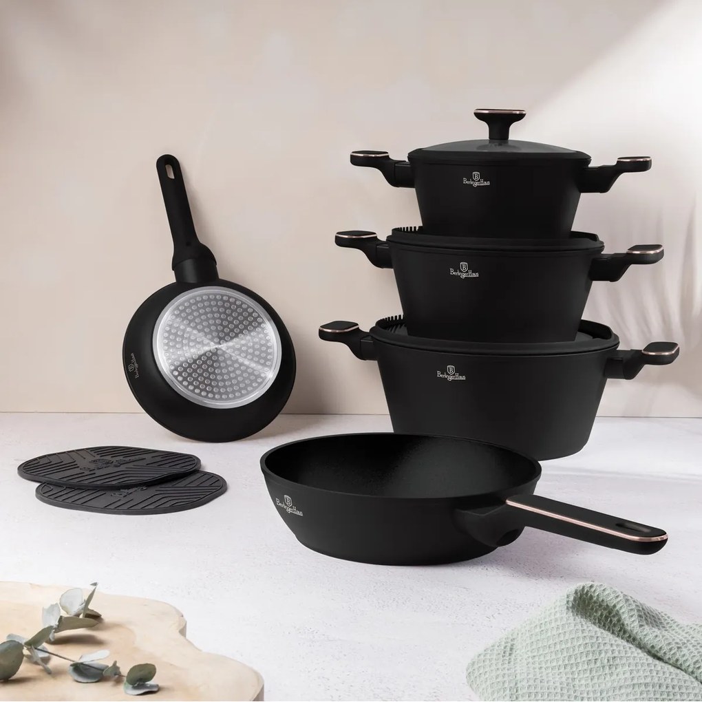 BerlingerHaus Set de vase cu suprafață din titan Black Rose, 10 piese