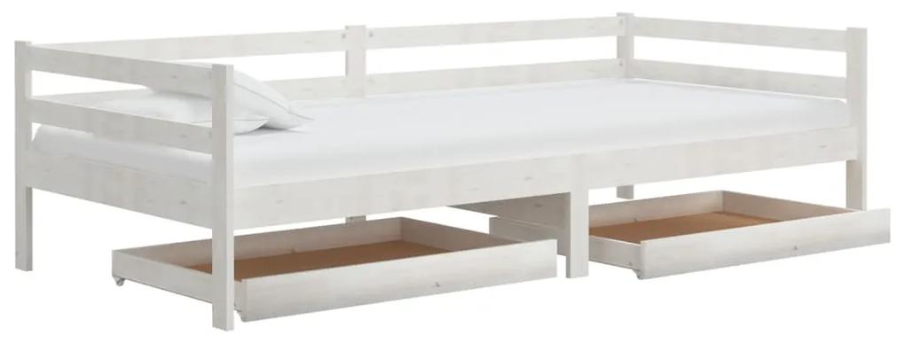 Sertare pat de zi,  2 buc., alb, lemn masiv de pin Alb