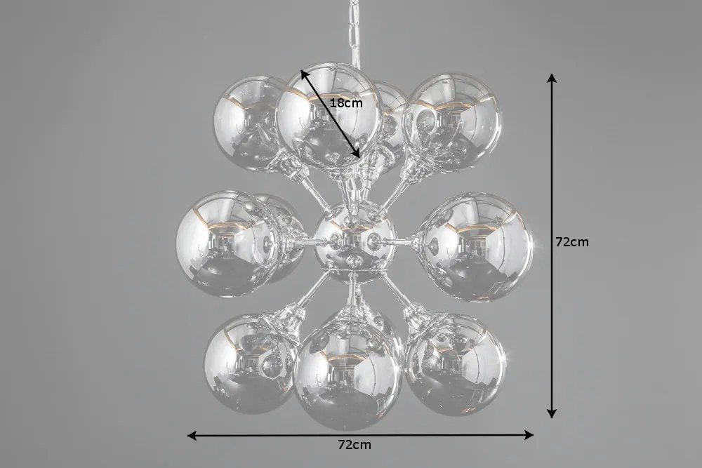 Lustra moderna cu 12 abajururi din sticla Galaxy 72cm, argintiu A-39101 VC