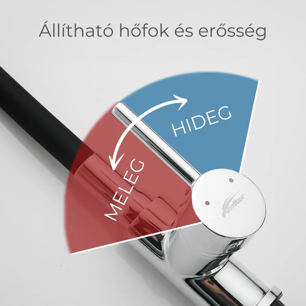 Robinet mixer pentru chiuvetă cu piedestal Corin cu gura de scurgere flexibilă gri