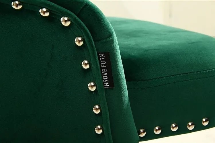 HR654CW Scaun Catifea Verde cu Bază Aurie