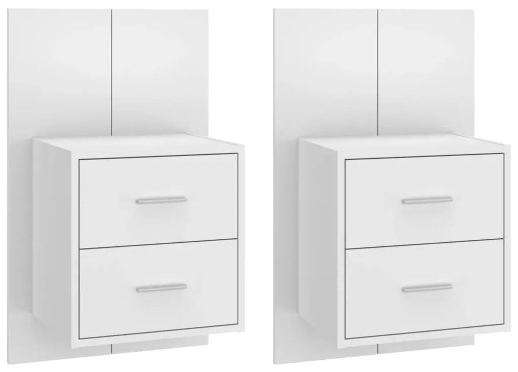 811002 vidaXL Noptiere de perete, 2 buc., alb extralucios