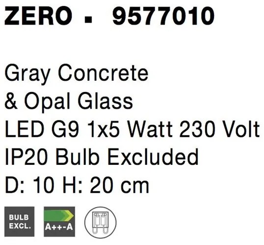 Veioza, lampa de masa design modern ZERO beton gri NVL-9577010