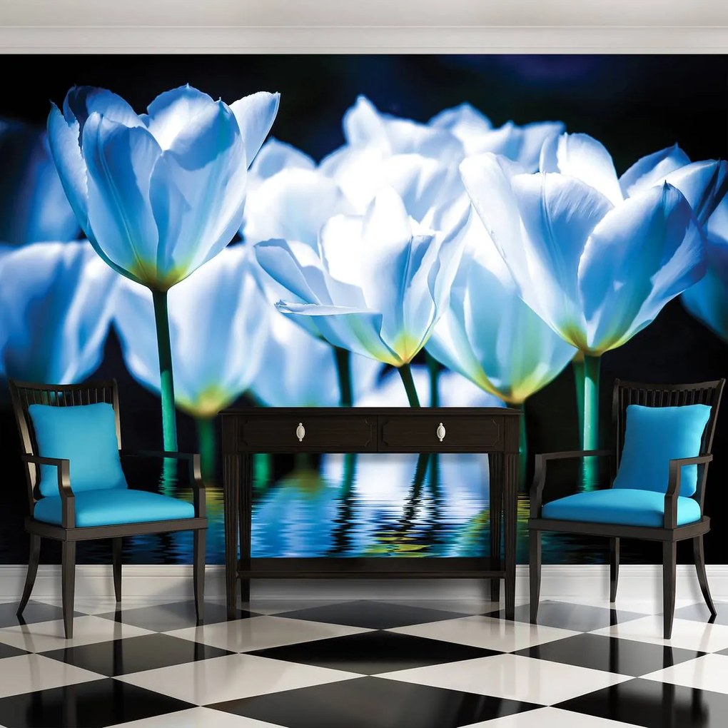 Fototapet - Flori - tonul albastru (152,5x104 cm)