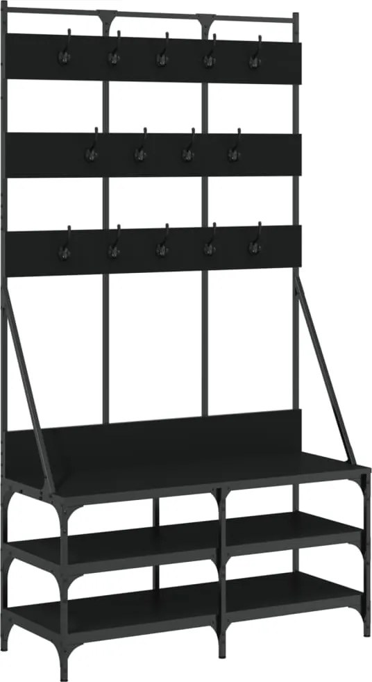 vidaXL Suport de haine cu raft de pantofi, negru, 100x40x184 cm