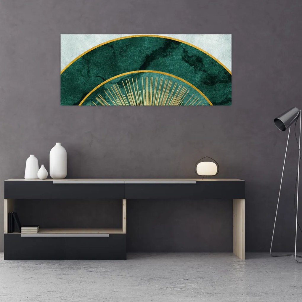 Tablou - Forme cu texturi aurii (120x50 cm)