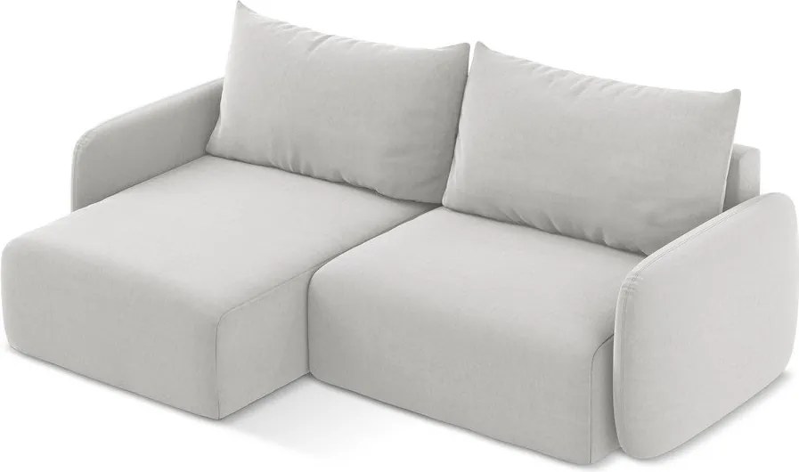 Colțar gri deschis extensibil/cu spațiu de depozitare cu tapițerie din catifea (cu colț pe partea stângă/cu șezlong) Kalena – Makamii