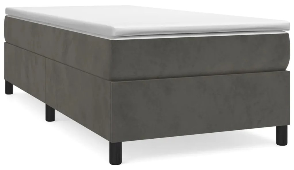 3121091 vidaXL Cadru de pat box spring, gri închis, 90x190 cm, catifea
