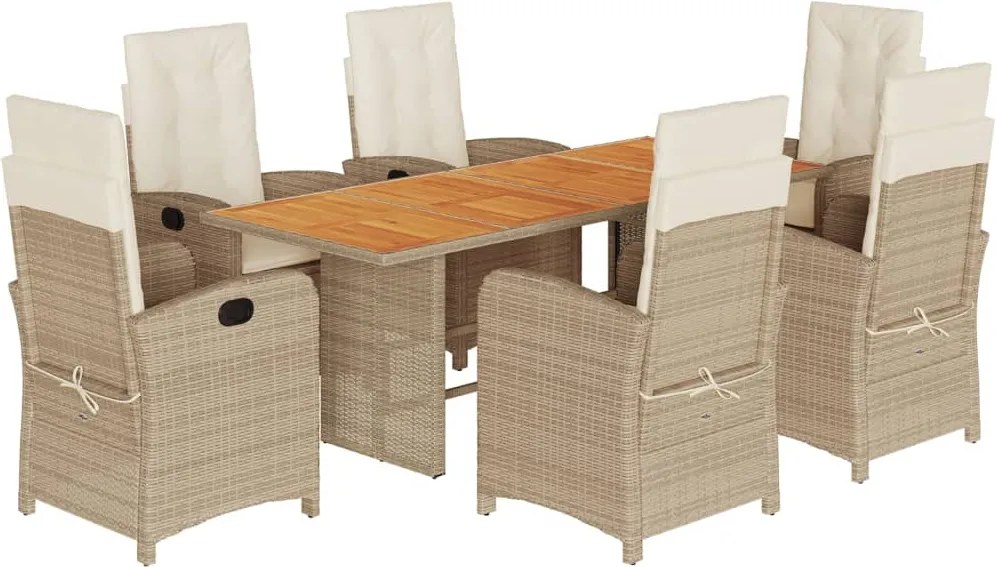 vidaXL Set mobilier pentru grădină, 7 piese, cu perne, bej, poliratan