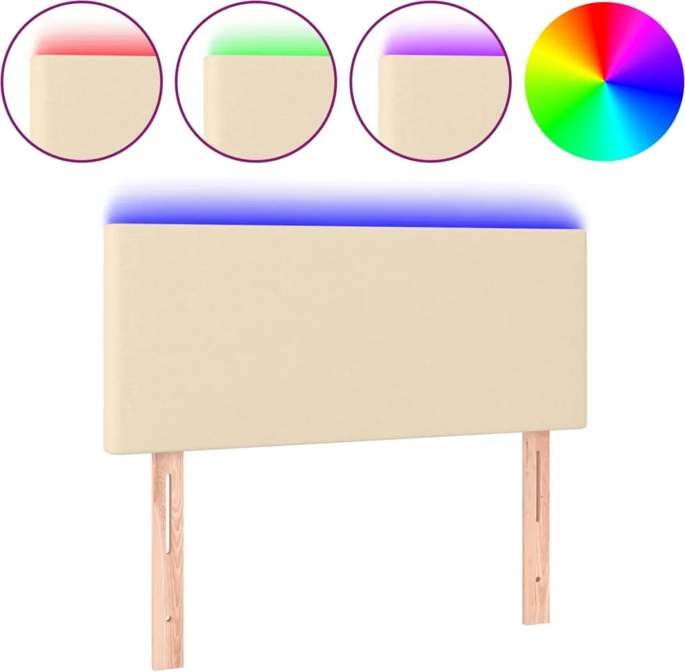 vidaXL Tăblie de pat cu LED, crem, 90x5x78/88 cm, textil