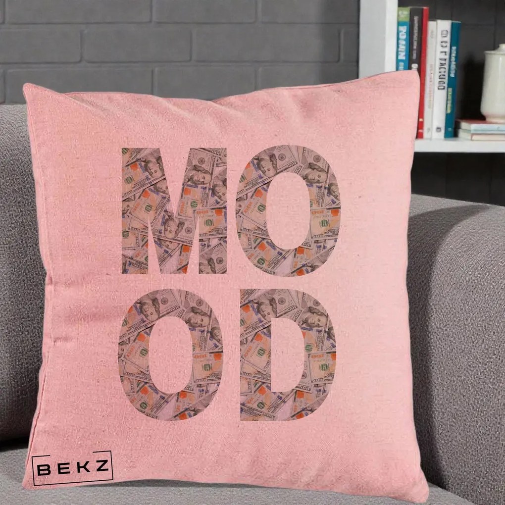Perna Decorativa MOOD Money Grafic Urban, 40x40 cm, Roz, Husa Detasabila, Perna Inclusa, BEKZ®