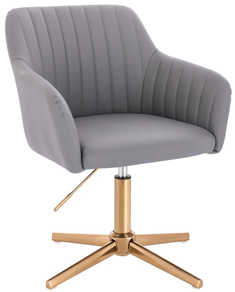 HC190CROSS Scaun Gri din Piele Ecologica cu Bază Aurie