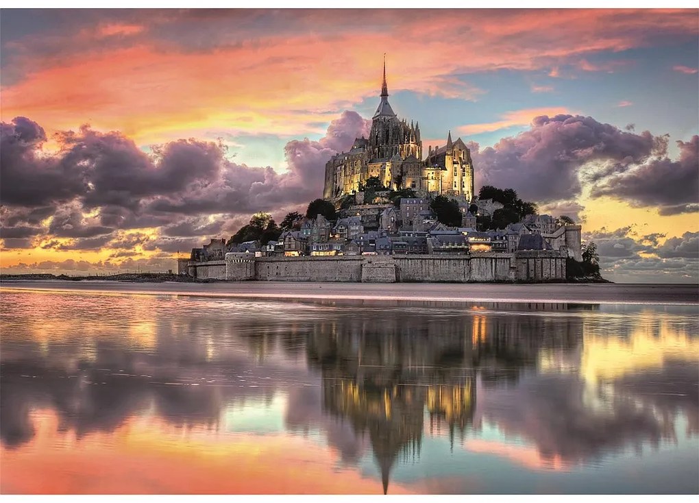 Orașe Mont-Saint Michel Franța puzzle compact de 1000 de piese Clementoni