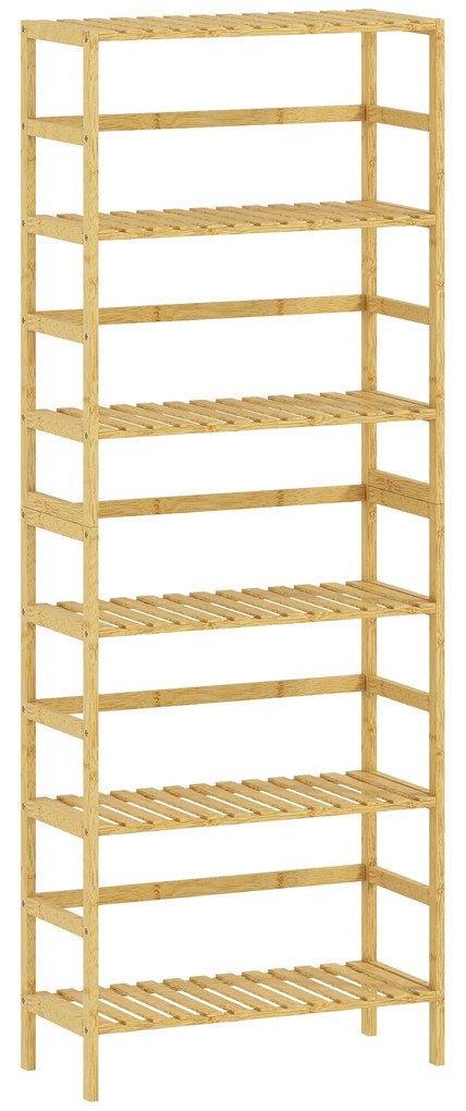 HOMCOM Raft de bambus cu 6 niveluri, cu rafturi reglabile, 60x26x161 cm | Aosom Romania