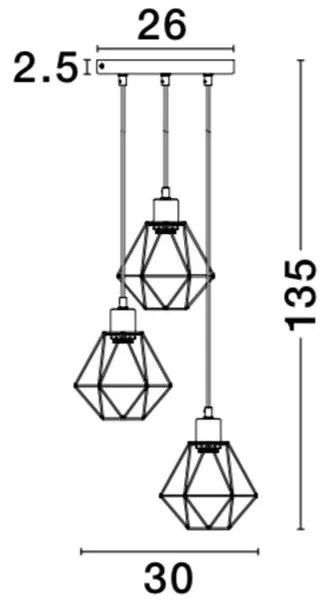 Lustra design modern Ã˜30cm Pietra 3 neagra NVL-673603
