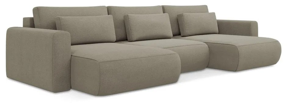 Colțar maro deschis extensibil/cu spațiu de depozitare (în formă de "U") Kapua – Makamii