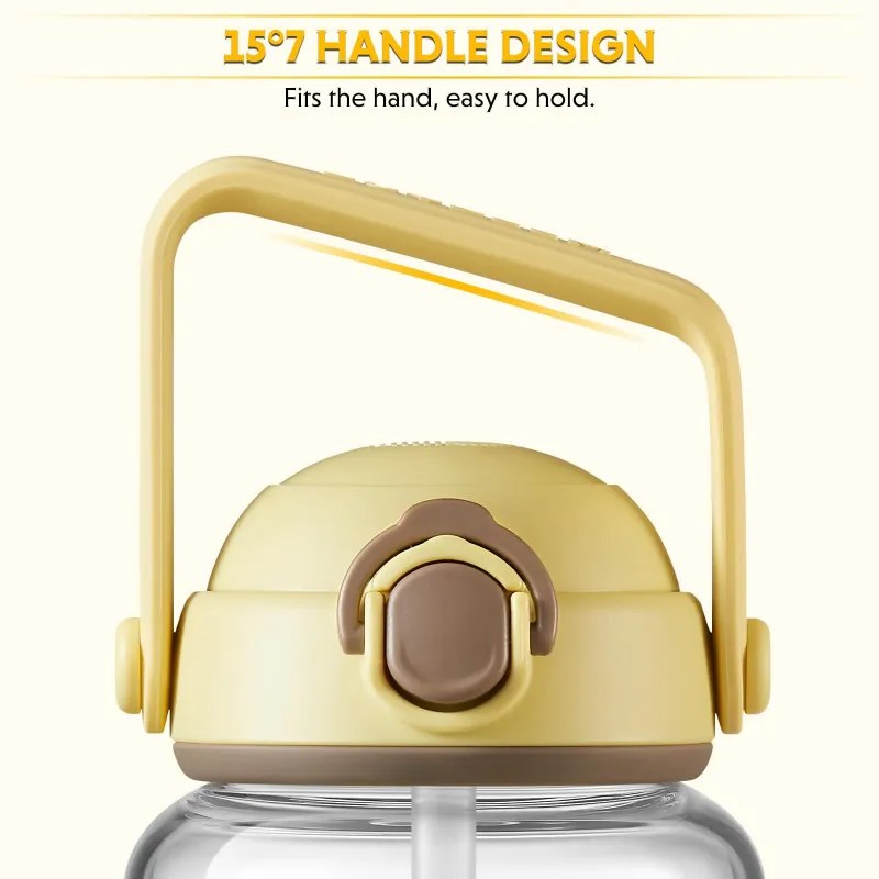 Sticla Buydeem DG78-MY, Pai pop-up, Maner, Sticla rezistenta la caldura pana la 150°C, Etansare tripla, Galben