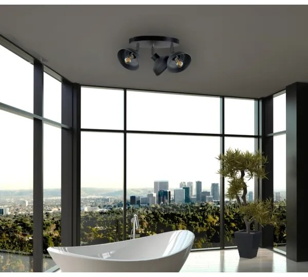 Spot FAUN 3xE27/60W/230V negru