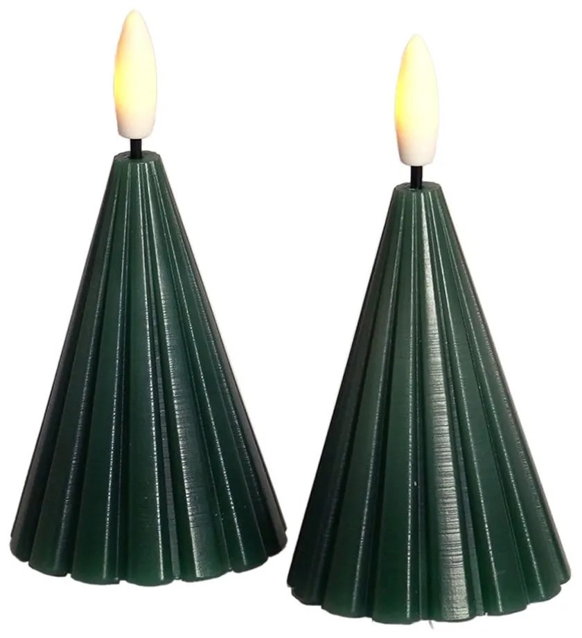 Decorațiune luminoasă de Crăciun verde-închis 2 buc. ø 6 cm Laura – Sirius
