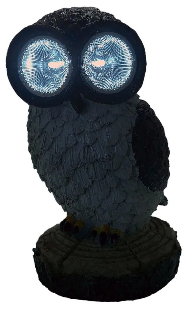Decoratiune gradina, polirasina, lampa solara, bufnita, 14x14x25 cm