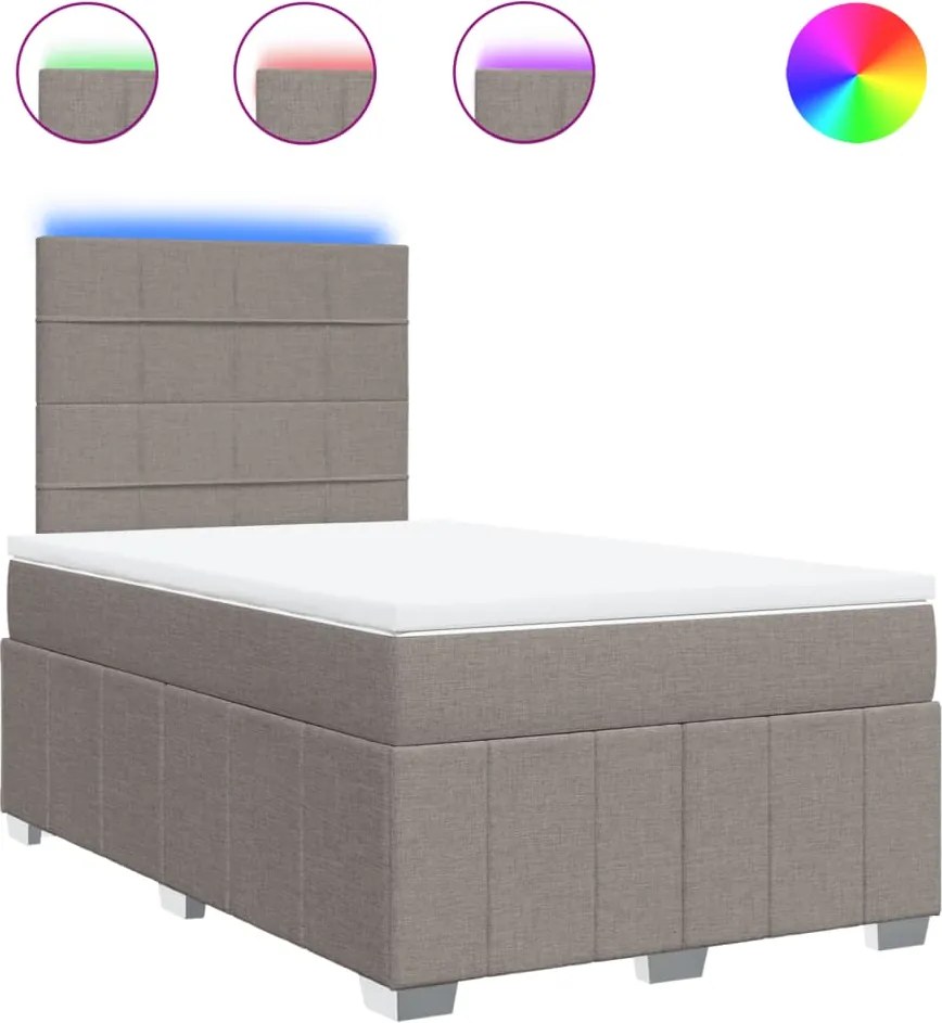 vidaXL Pat box spring cu saltea, taupe, 120x190 cm material textil
