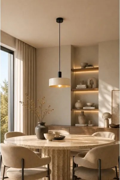Lustră pe cablu LATTE 1xE27/60W/230V bej/negru