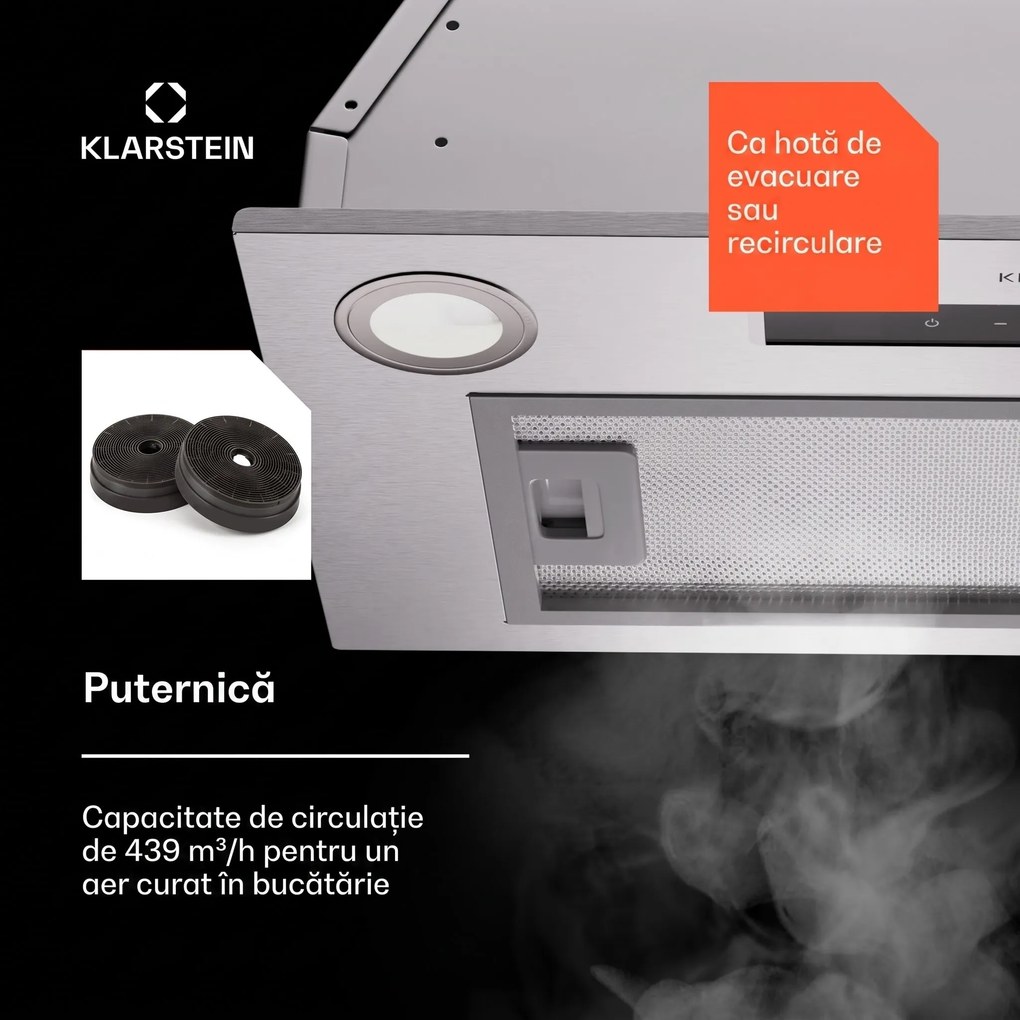 Klarstein Paolo 52 Plită încorporabilă 52 cm 439 m³/h LED Touch A++