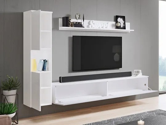 Mobilier living Nova BR (Alb + Alb lucios) (fără iluminat). 1060048