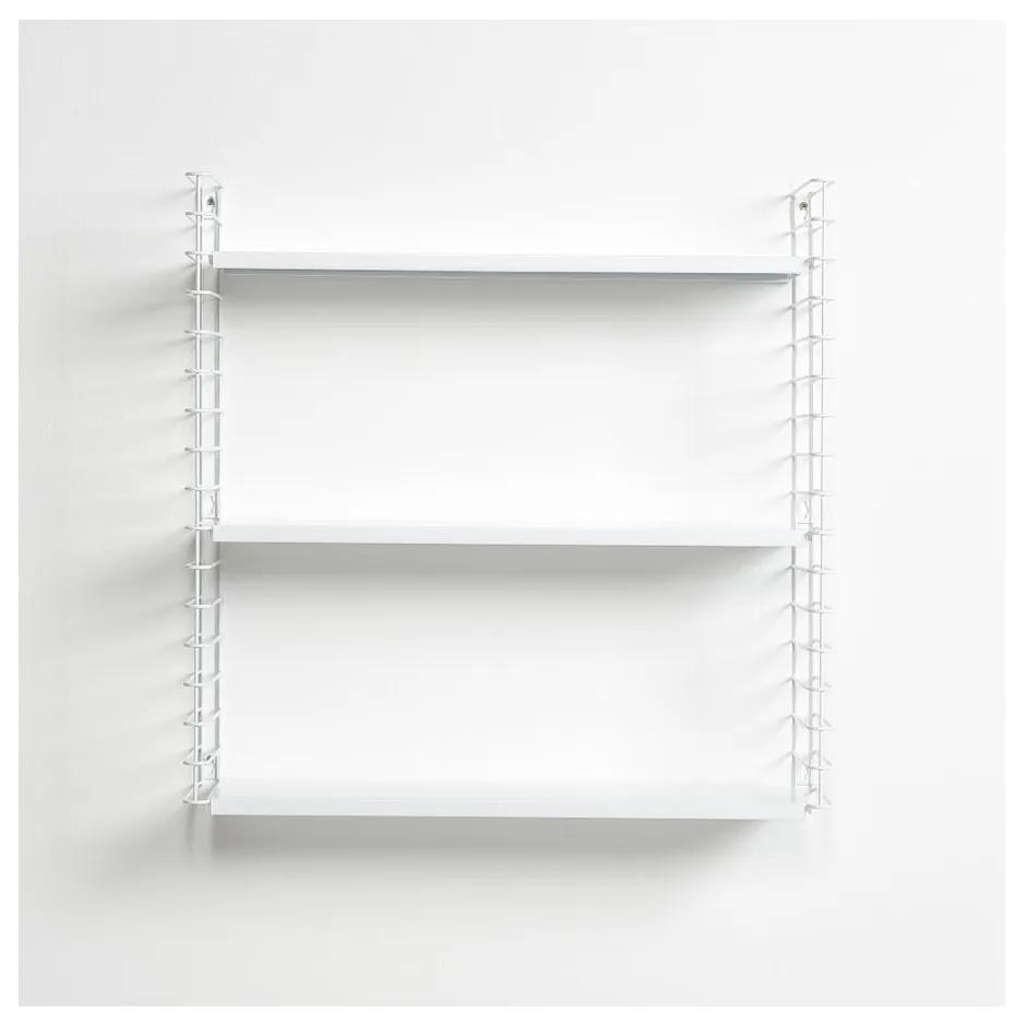 Etajeră cu 3 nivele cu polițele albe Metaltex Libro, lățime 70 cm