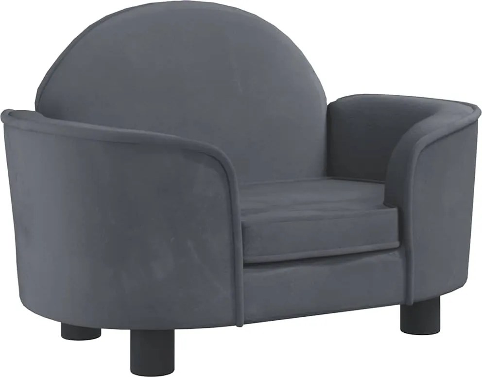 vidaXL Pat de câini, gri închis, 66x40x45 cm, catifea