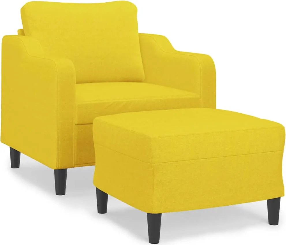 vidaXL Fotoliu canapea cu taburet, galben deschis, 60 cm, textil