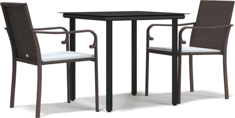 vidaXL Set mobilier de grădină cu perne, 3 piese, poliratan și oțel