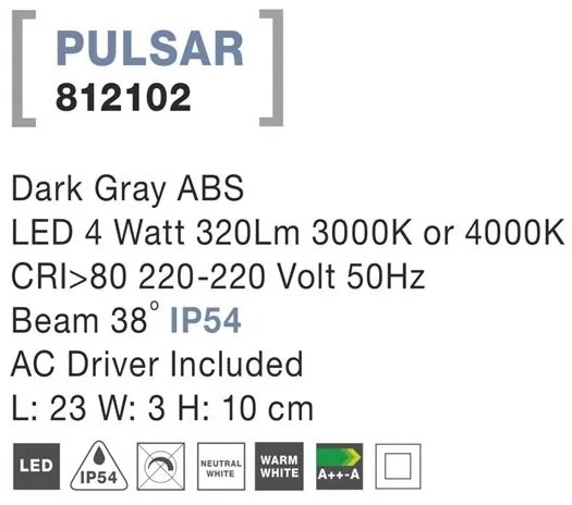 Spot LED ambiental de exterior IP54 PULSAR NVL-812102