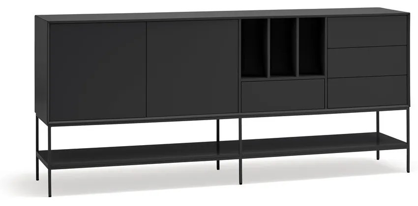 Comodă neagră 220x98x45 cm Platt – Teulat