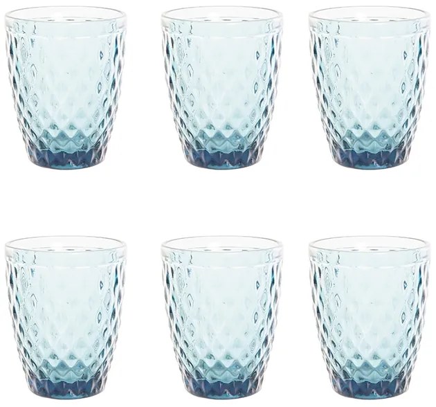 Set 6 pahare Amelie din sticla albastra 10 cm