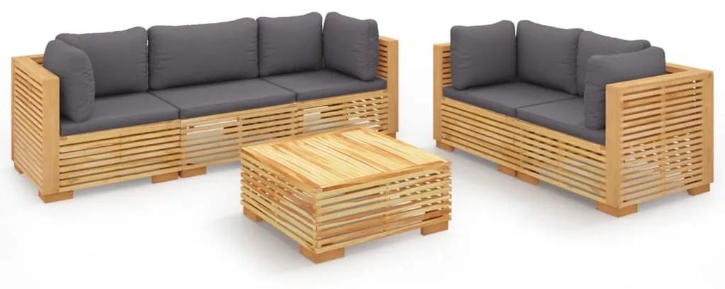 3100872 vidaXL Set mobilier grădină cu perne, 6 piese, lemn masiv de tec